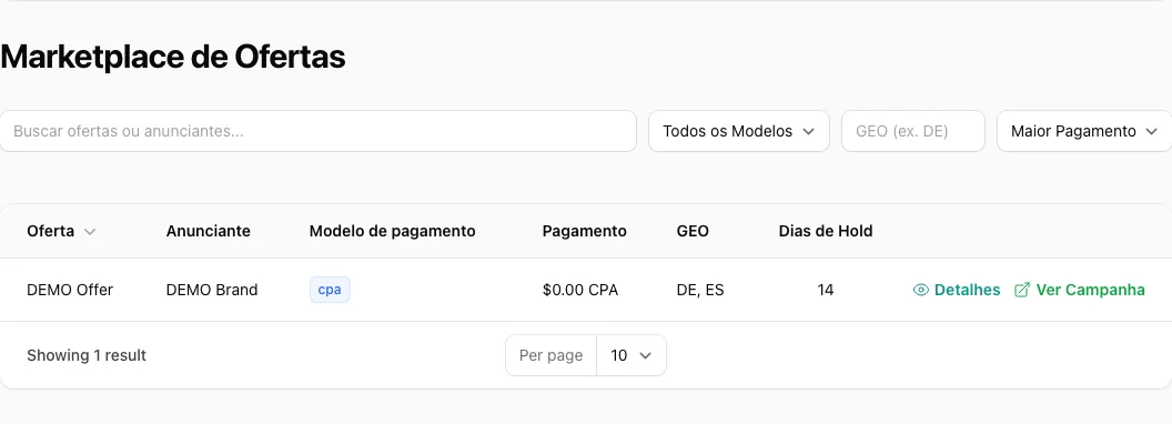 Mercado de Ofertas: oferta de demonstração — AffiliateCore DEMO, 2026-10-09